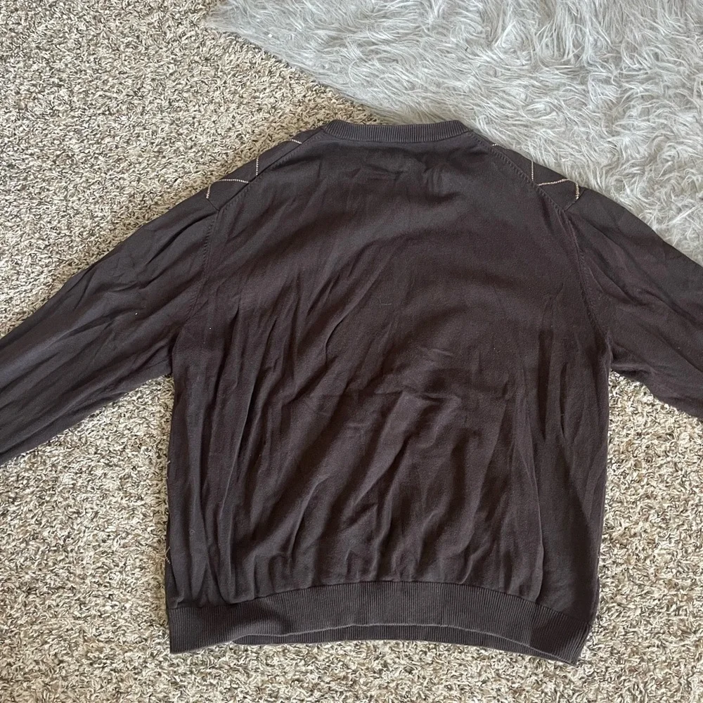 Perry Ellis Plaid Sweater Size XL Brown